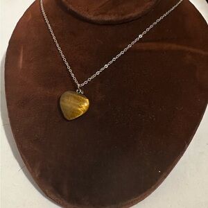 Tigers eye heart with chain.  DH